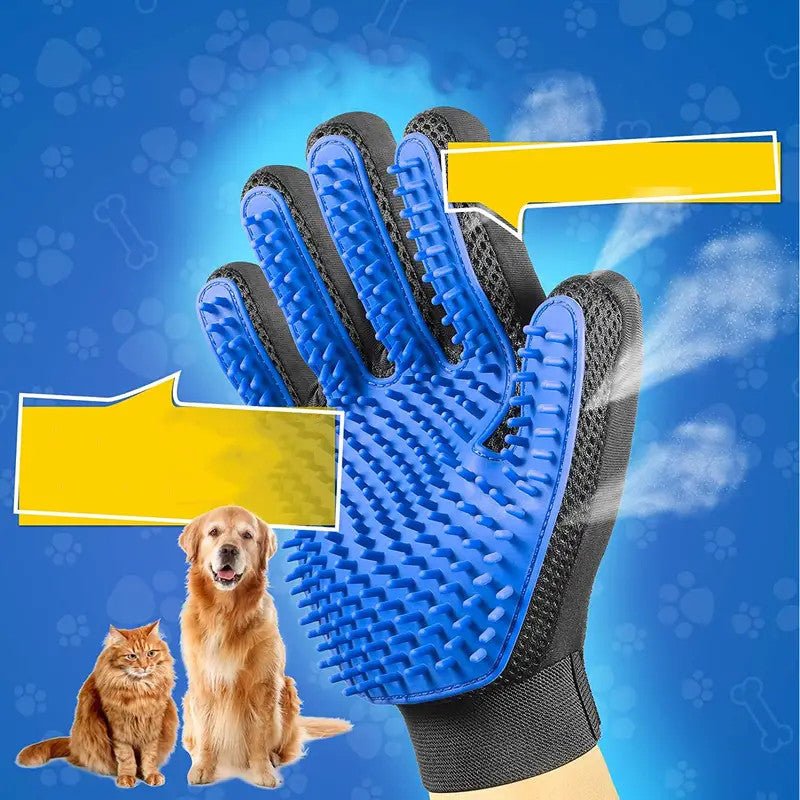 1pair Pet Grooming Glove - Gentle Hair Remover Brush For Dogs And Cats - Massages And Stimulates Circulation - Easy To Use And Clean - Pawtique