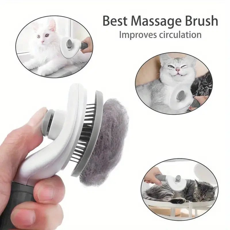 1pc Pet Massage Comb, Pet Brush For Shedding And Grooming, One - click Removes Loose Undercoat Gently Tool For Dog And Cat Grooming Tool - Pawtique