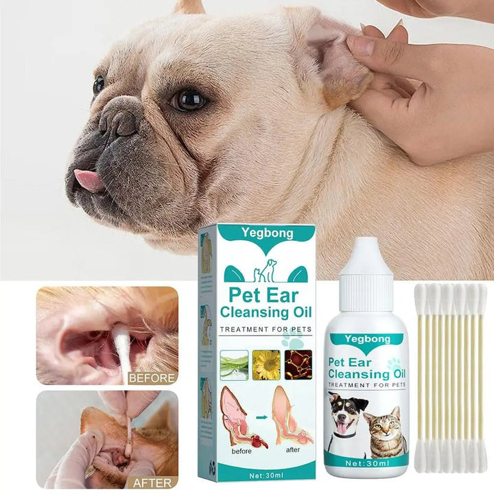 30ml Ear Cleaner For Infection Control Removes Ear Mites With Cotton Swabs - Pawtique