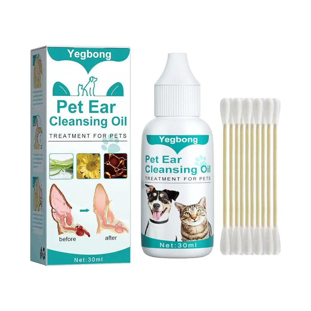 30ml Ear Cleaner For Infection Control Removes Ear Mites With Cotton Swabs - Pawtique