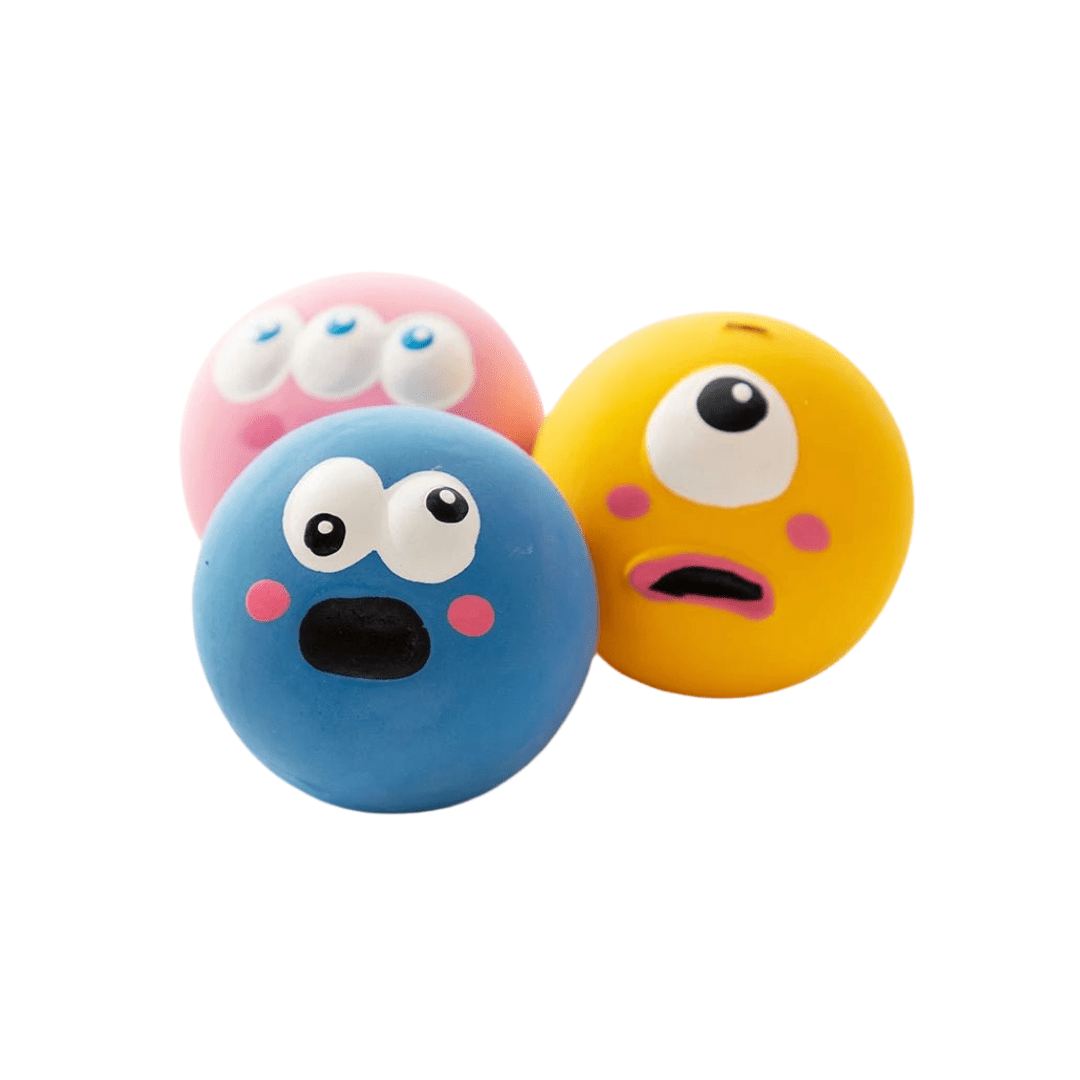 3PCS Pet Squeaky Toys Chewing Rubber Ball Set - Pawtique