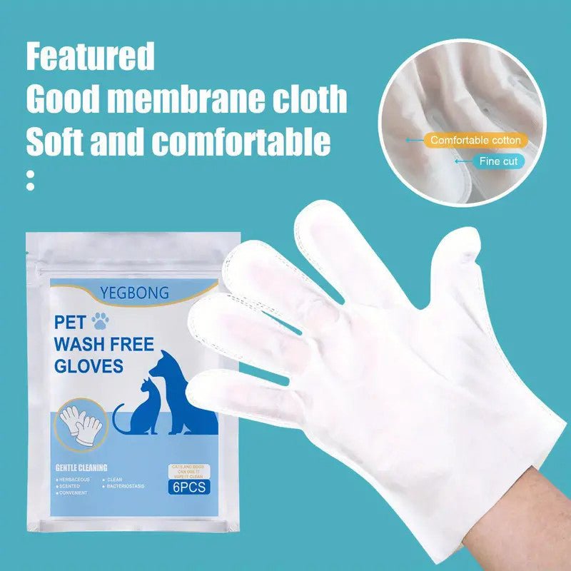 6pcs/30pcs Pet Disposable Cleaning Gloves, Non - Woven Dog Wash Free Wipes Cleaning Massage Gloves - Pawtique