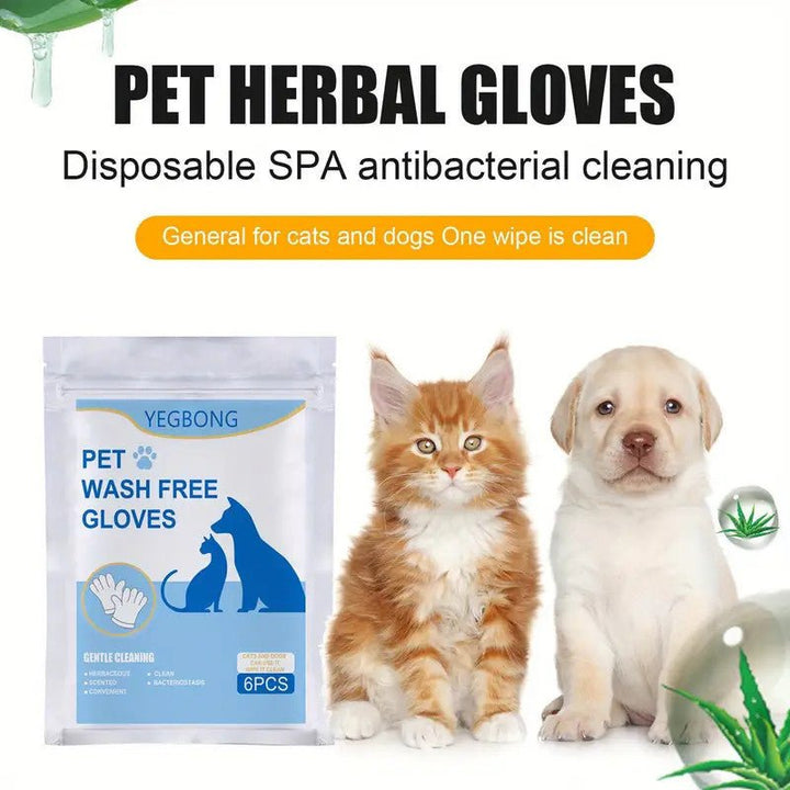 6pcs/30pcs Pet Disposable Cleaning Gloves, Non - Woven Dog Wash Free Wipes Cleaning Massage Gloves - Pawtique