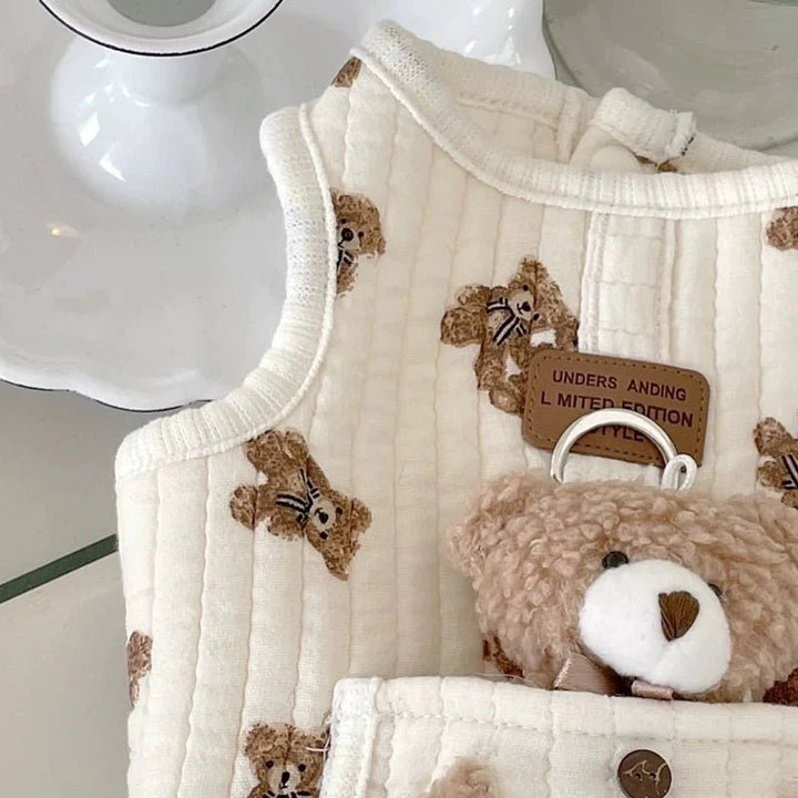 Bear Decor Fleece Dog Harness Vest - Pawtique