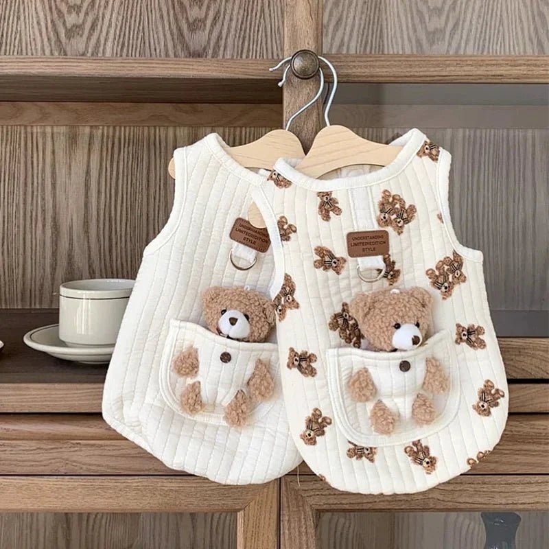 Bear Decor Fleece Dog Harness Vest - Pawtique