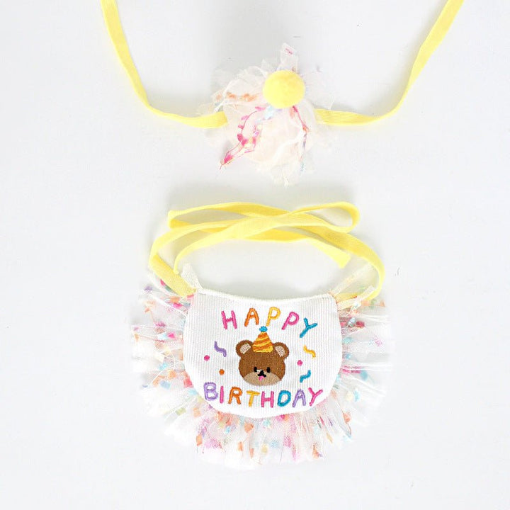 Birthday Bear Printed Dog Cat Bib&Hat Set - Pawtique