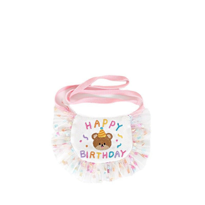 Birthday Bear Printed Dog Cat Bib&Hat Set - Pawtique