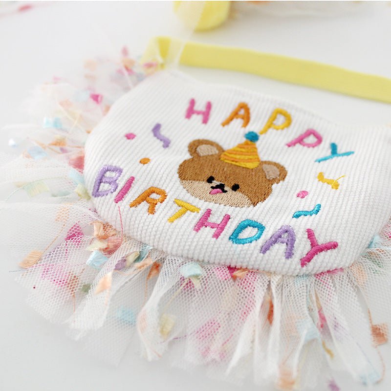 Birthday Bear Printed Dog Cat Bib&Hat Set - Pawtique