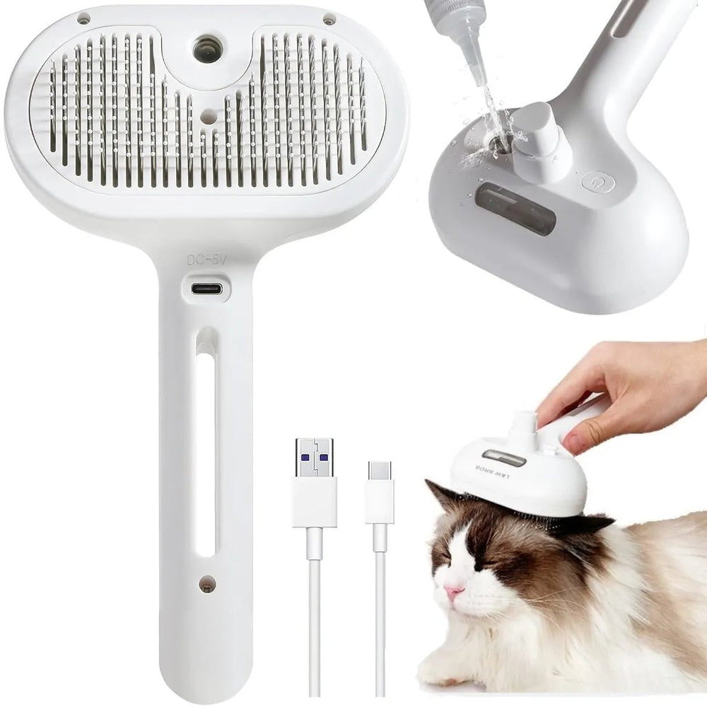 Brush With Steam Spray For Massage Pet Grooming Comb Hair Removal - Pawtique