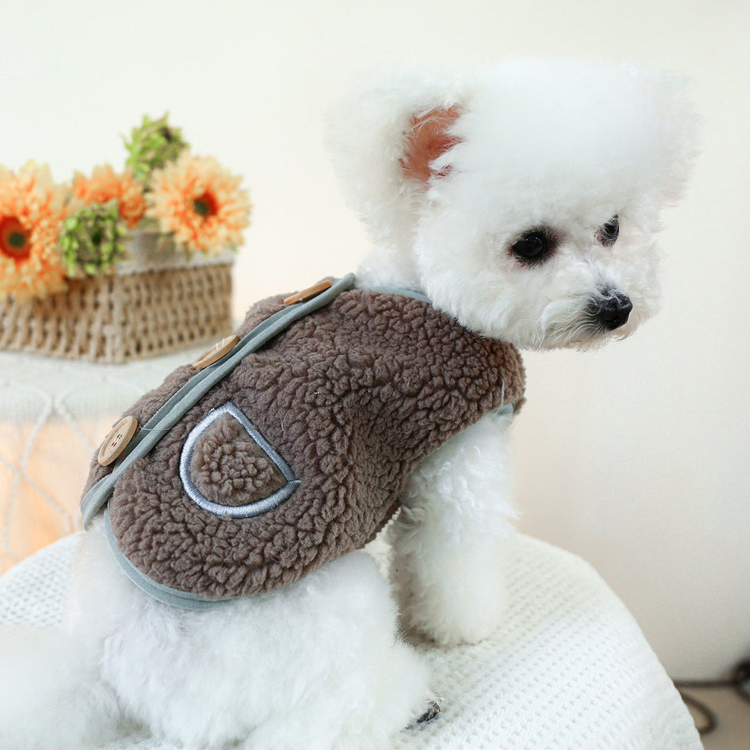 Buttoned Pocket Fleece Dog Jacket Vest - Pawtique