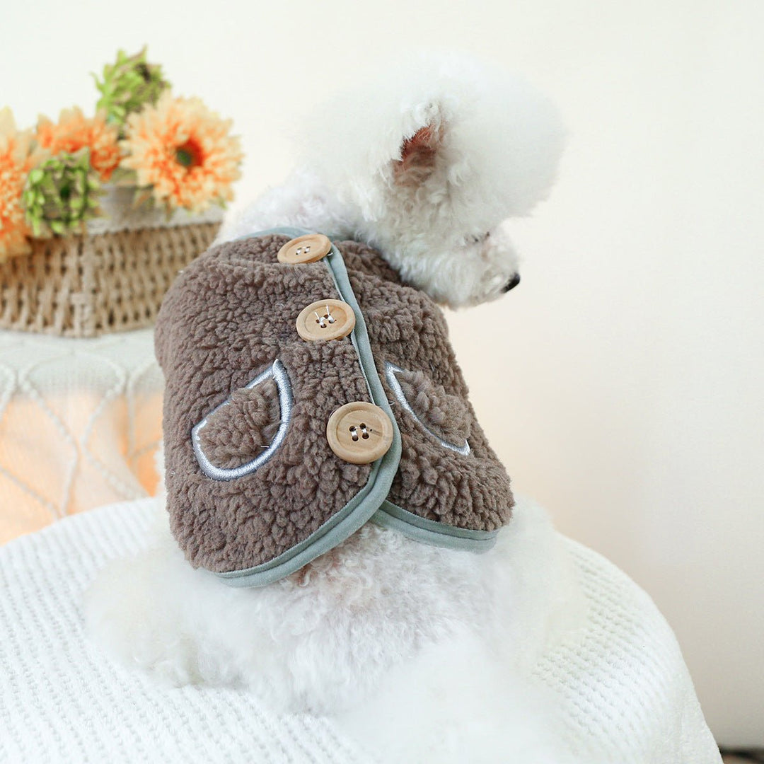 Buttoned Pocket Fleece Dog Jacket Vest - Pawtique