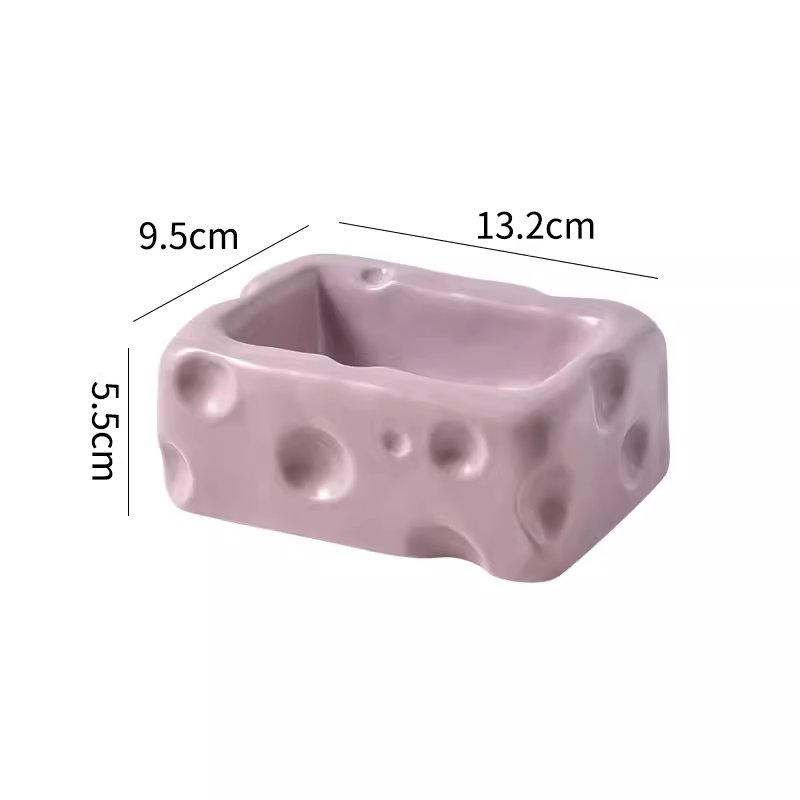 Cute Ceramic Pet Bowl with Cheese Shape - Pawtique