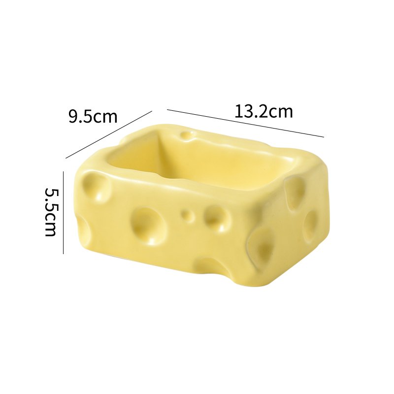 Cute Ceramic Pet Bowl with Cheese Shape - Pawtique