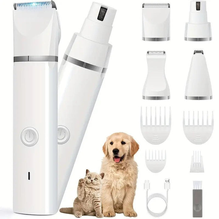 Dog Clippers Grooming Kit Hair Clipper Low Noise Paw Trimmer Rechargeable Cordless Quiet Nail Grinder Shaver - Pawtique