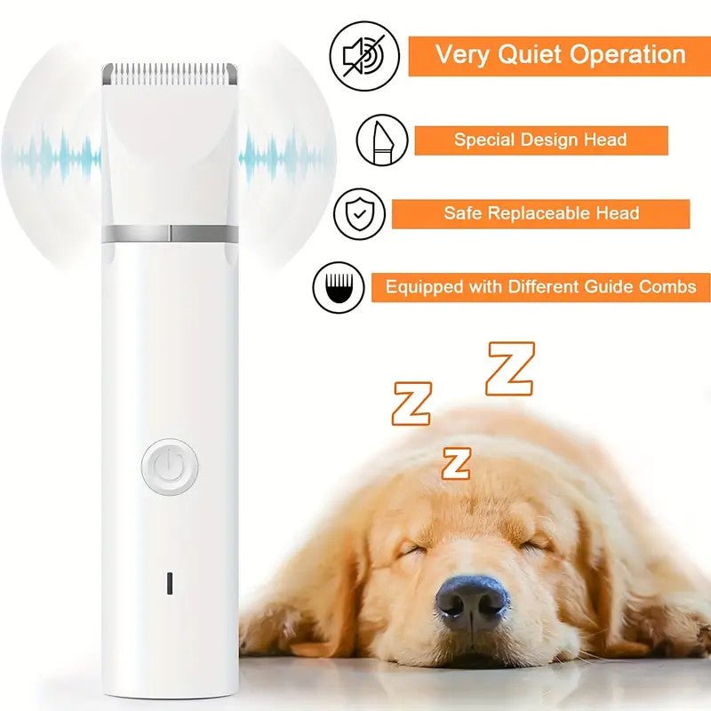 Dog Clippers Grooming Kit Hair Clipper Low Noise Paw Trimmer Rechargeable Cordless Quiet Nail Grinder Shaver - Pawtique