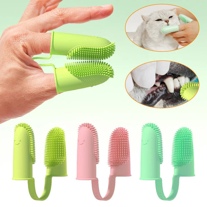 Dog Super Soft Double Finger Toothbrush Pet Teeth Clean Bad Breath Care TPR Tooth Brush Clean Tool Dog Toothbrush Accessories - Pawtique