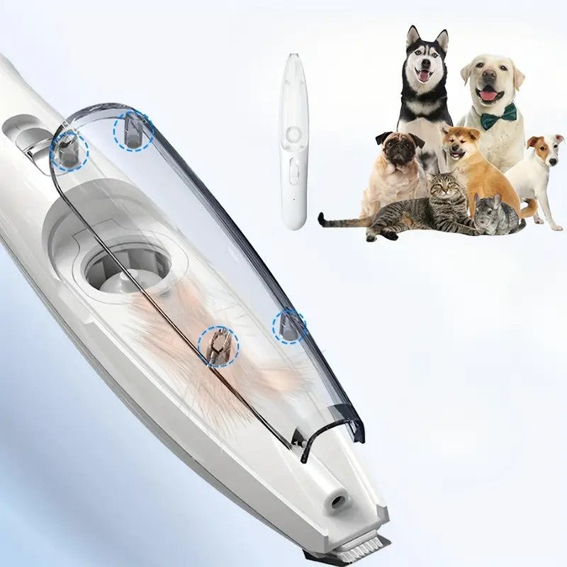 Hair Trimmer With Pet Hair Comb, Rechargeable Cordless Cat Grooming Clipper, Two Speed Low Noise Electric Mini Shaver Clipper With LED Light - Pawtique