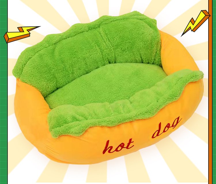 Hot Dog Dog Bed With Bolsters - Pawtique