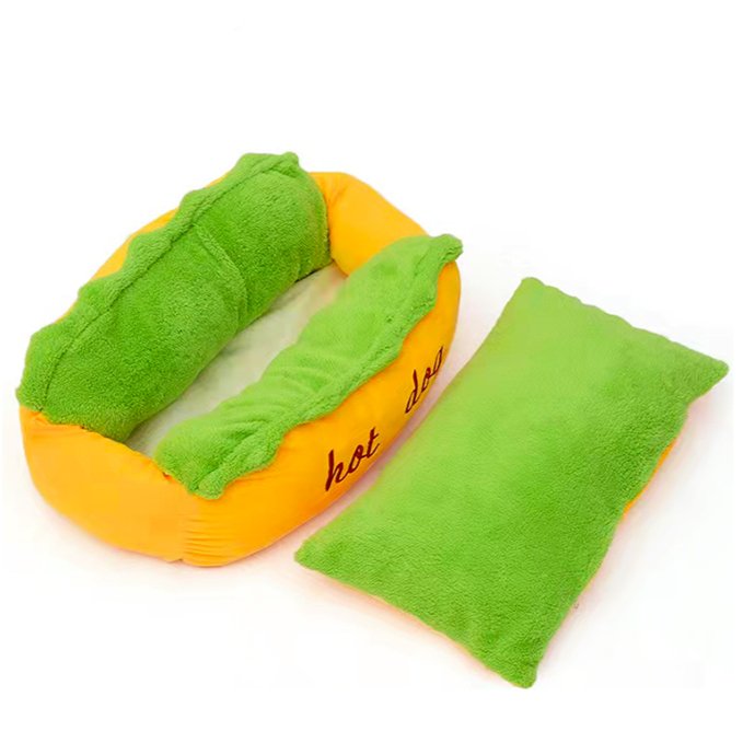 Hot Dog Dog Bed With Bolsters - Pawtique