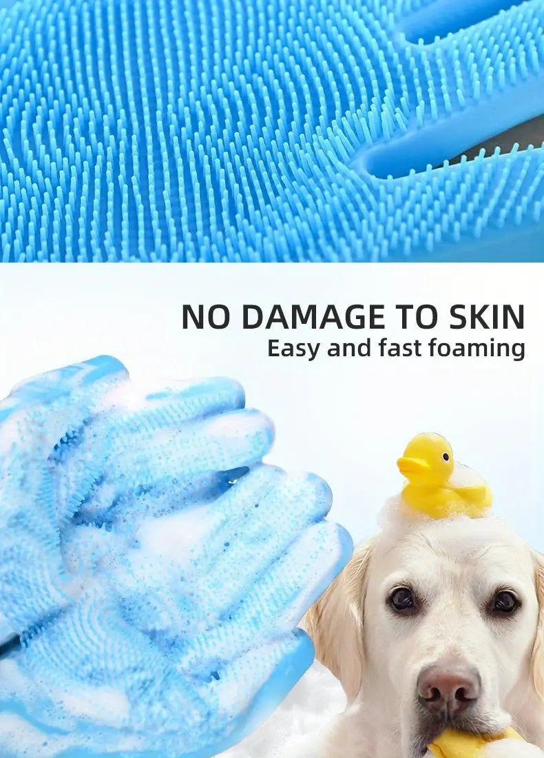 Pet Bathing Gloves - Grooming and Massage Brush for Dogs and Cats - Extra Long - Durable and Gentle on Skin - Pawtique