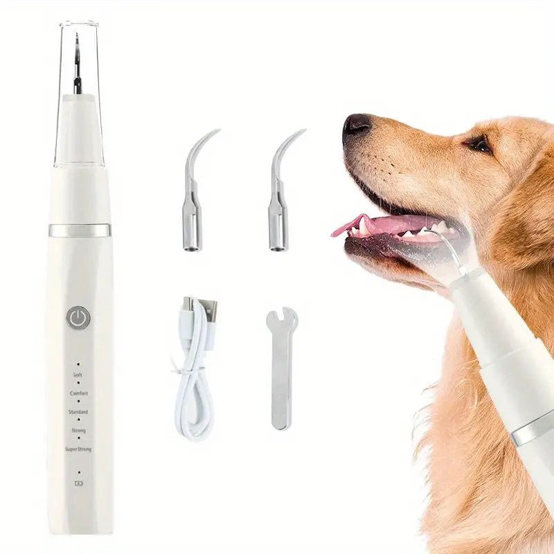 Pet Teeth Cleaning Kit With LED Light For Dogs, 5 Modes For Teeth Care To Remove Stains Calculus, Dog Toothbrush Plaque And Tartar Remover - Pawtique