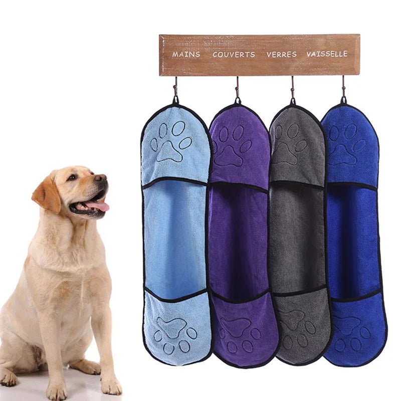 Pet Towel Quick Dry Dog Towel Bath Robe Soft Fiber Absorbent Cat Bath Towel Convenient Pet Cleaning Washcloth Pet Accessories - Pawtique