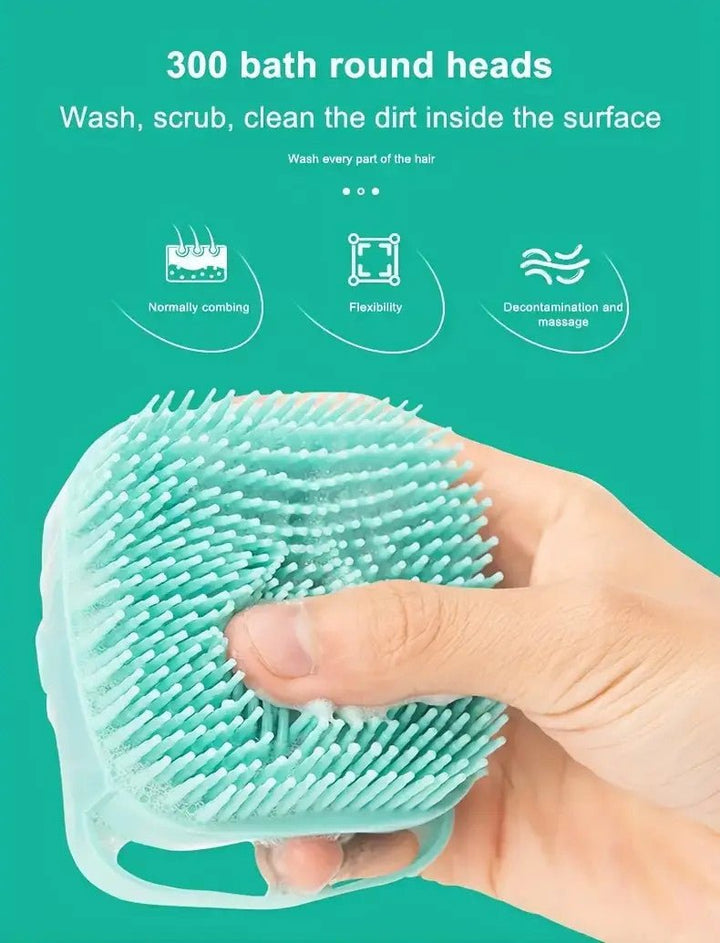 Shampoo Brush, Silicone Massage Rubber Bath Comb With Shampoo Storage Grooming Tool - Pawtique