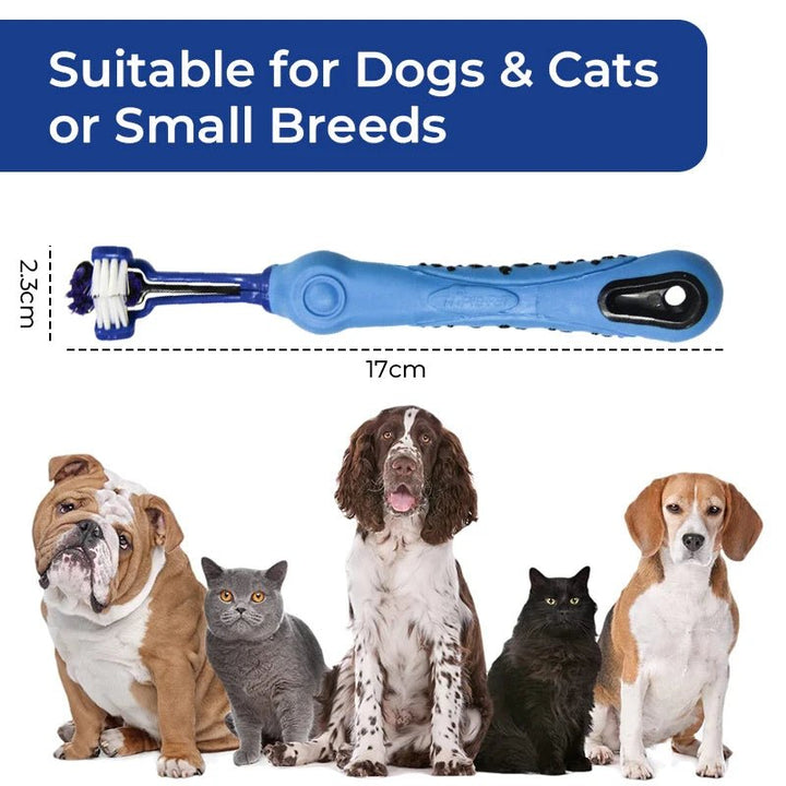 Three Sided Pet Toothbrush Multi - angle Cleaning Dog Cat Cleaning Mouth - Pawtique