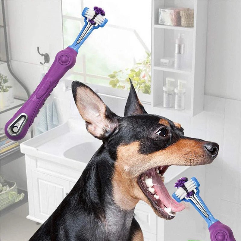 Three Sided Pet Toothbrush Multi - angle Cleaning Dog Cat Cleaning Mouth - Pawtique