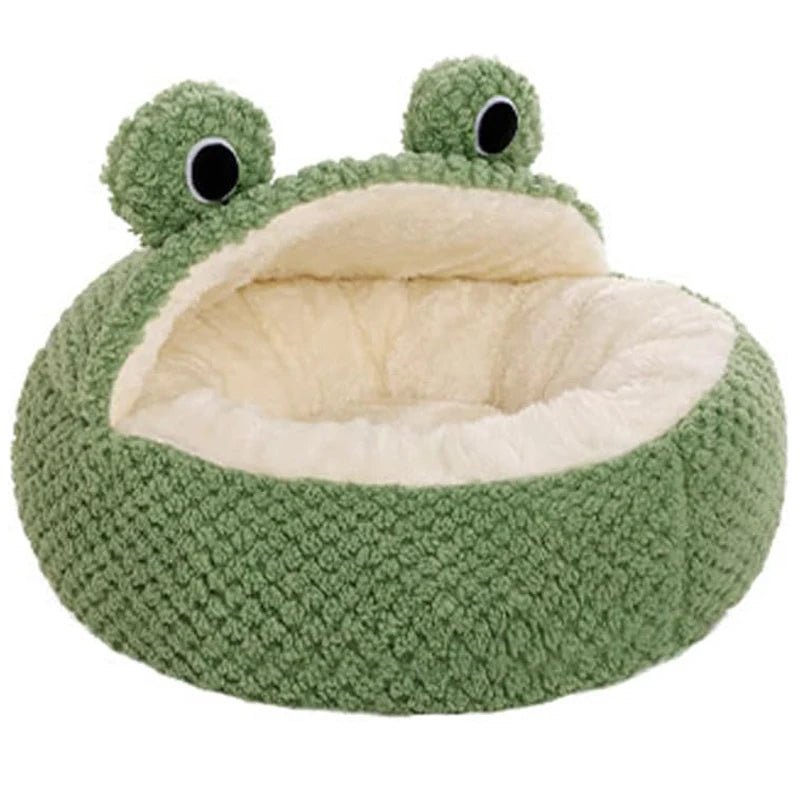 Warm Plush Round Frog Soft Bed - Pawtique