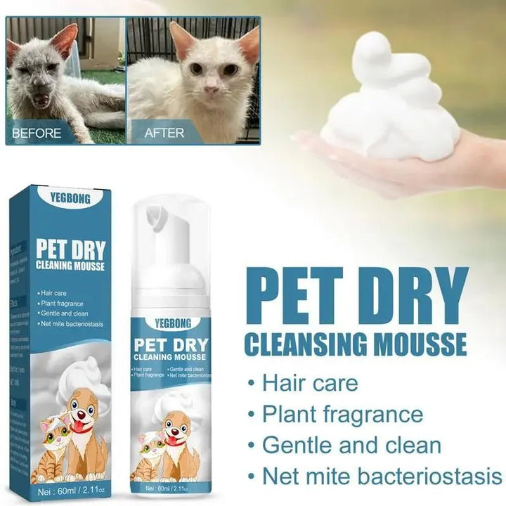 Waterless Cat Dog Shampoo No Rinse Dogs Cats Cleaning Mousse Pet Grooming Supplies for Safe Bathless Cleaning Odor Eliminator - Pawtique