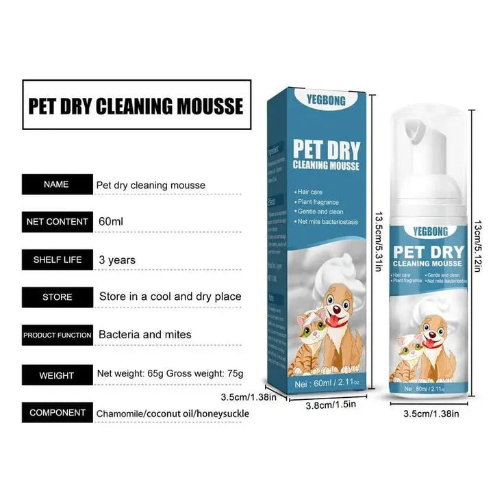 Waterless Cat Dog Shampoo No Rinse Dogs Cats Cleaning Mousse Pet Grooming Supplies for Safe Bathless Cleaning Odor Eliminator - Pawtique