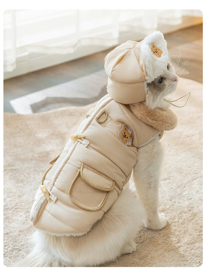 Winter Pet Jacket with Buttoned Turn - down Collar for Dogs and Cats - Pawtique